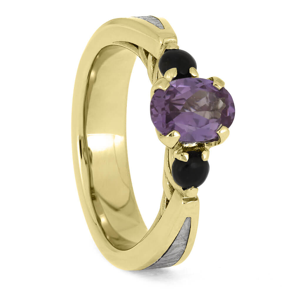 Alexandrite Engagement Ring with Onyx Stones