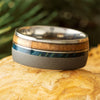 Wood Wedding Band with Double Inlays in Titanium