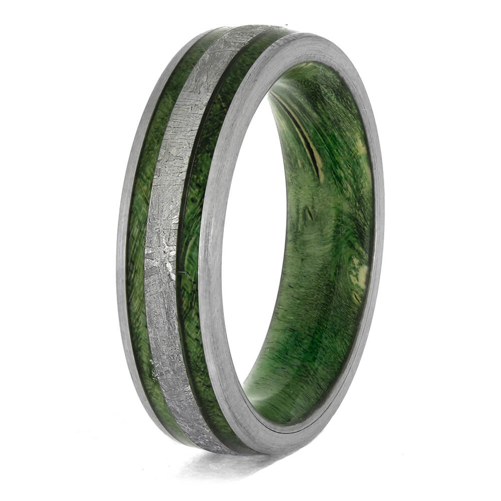 Green Wood and Gibeon Meteorite Ring 