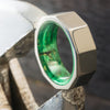 Hex Nut Style Ring with Green Wood Interior