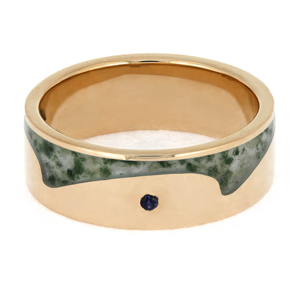 Men's Moss Agate Wedding Band