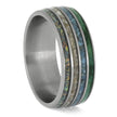 Tungsten ring with multicolored inlay on a white background