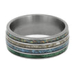 Multicolored band ring with metallic finish on a white background
