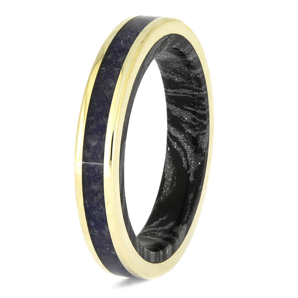Mokume Gane and Sapphire Wedding Band