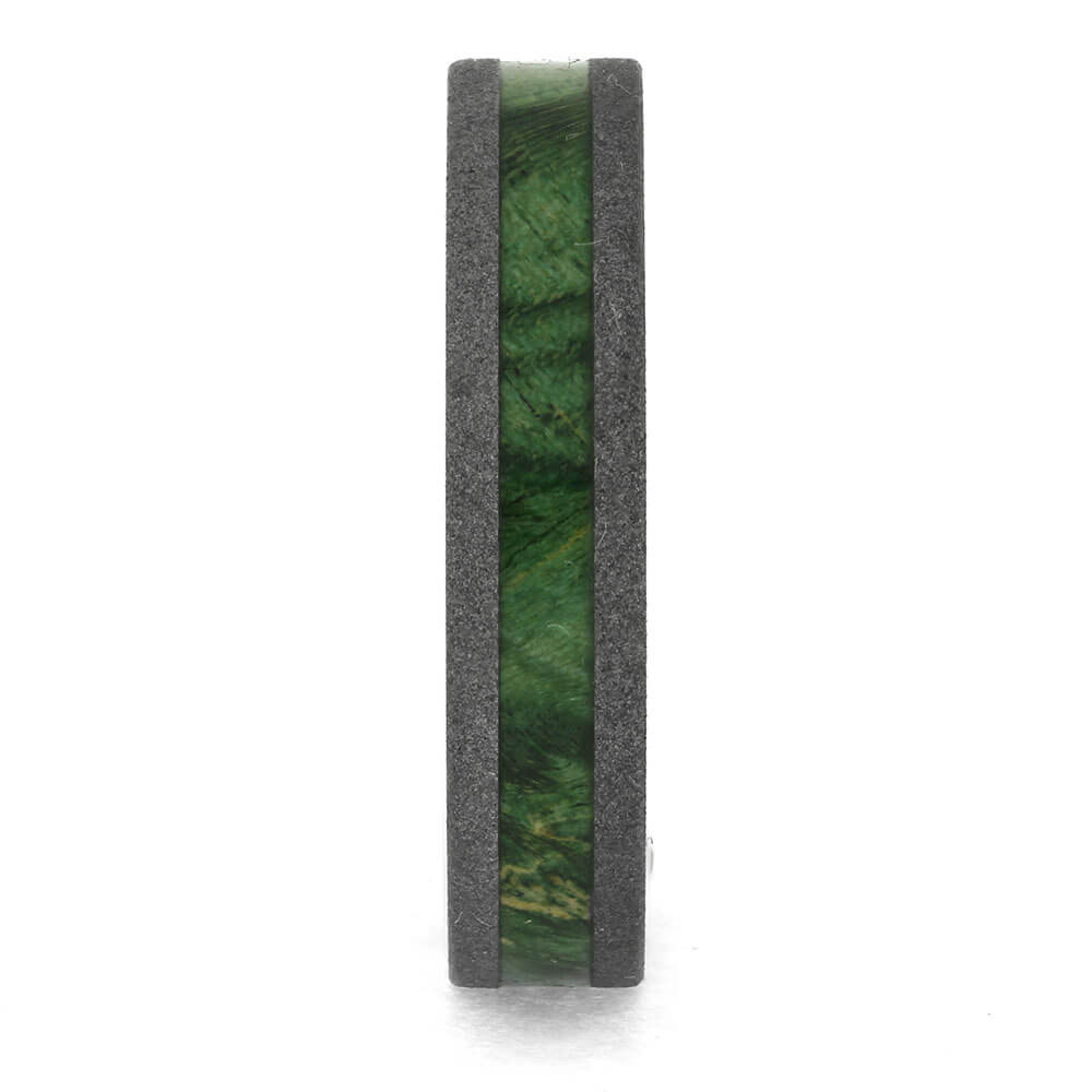 Green Wood Wedding Band for Women