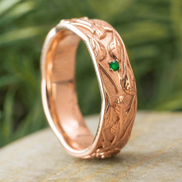 Flower Ring with Tourmaline and Rose Gold
