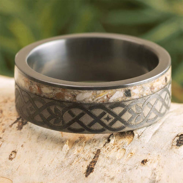 Black Metal Ring with Pet Ashes