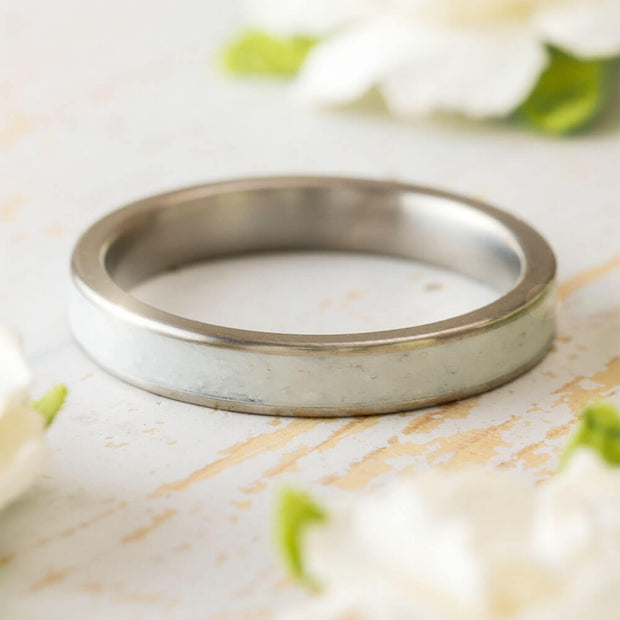 White Wedding Band with Wedding Dress Inlay