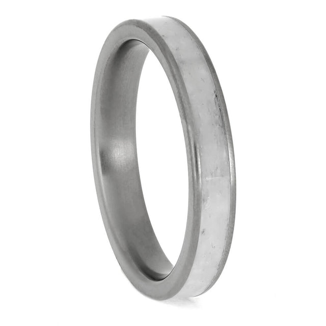 White Fabric Inlay on Titanium Band