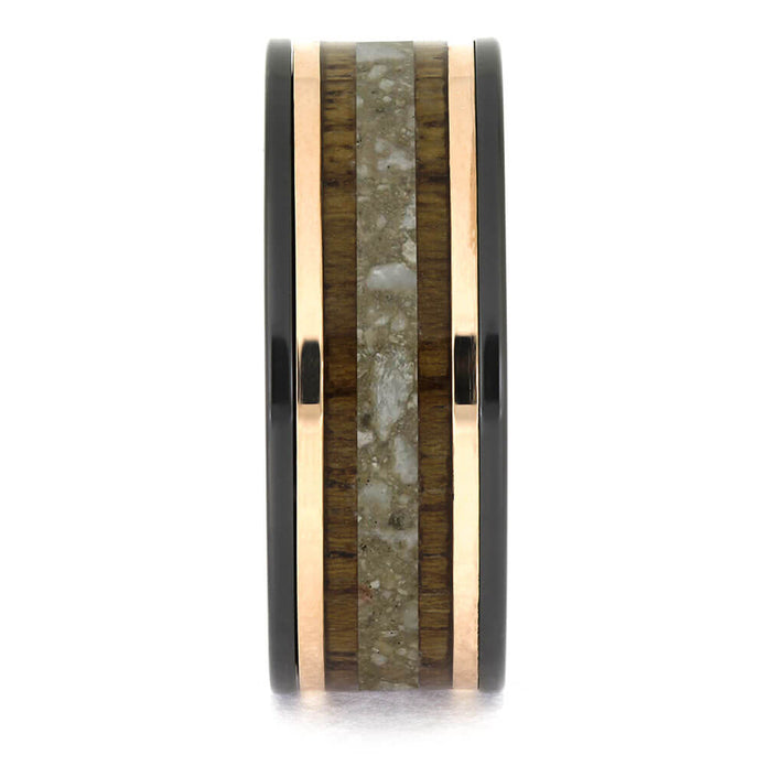 Ashes Ring with Rose Gold and Black Zirconium 