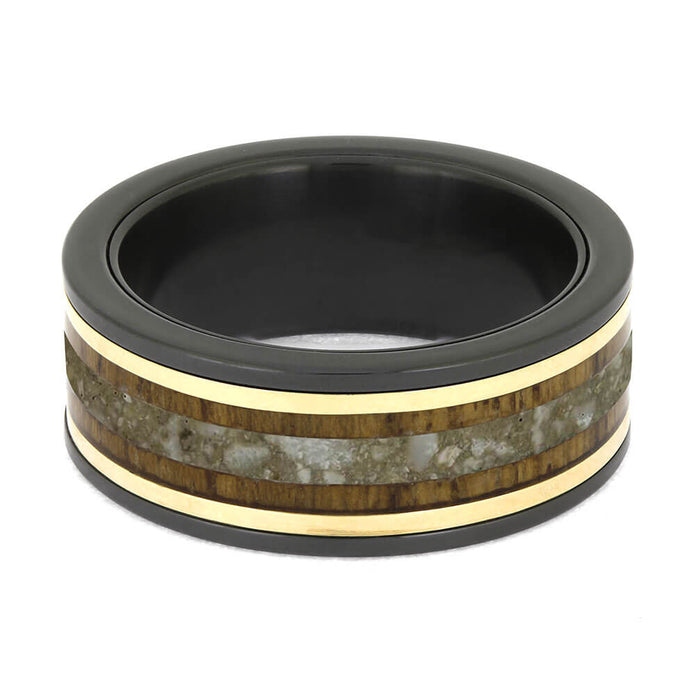 Ash Ring with Custom Inlays and Black Metal