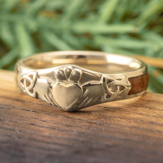 Redwood Wedding Ring with Claddagh Design