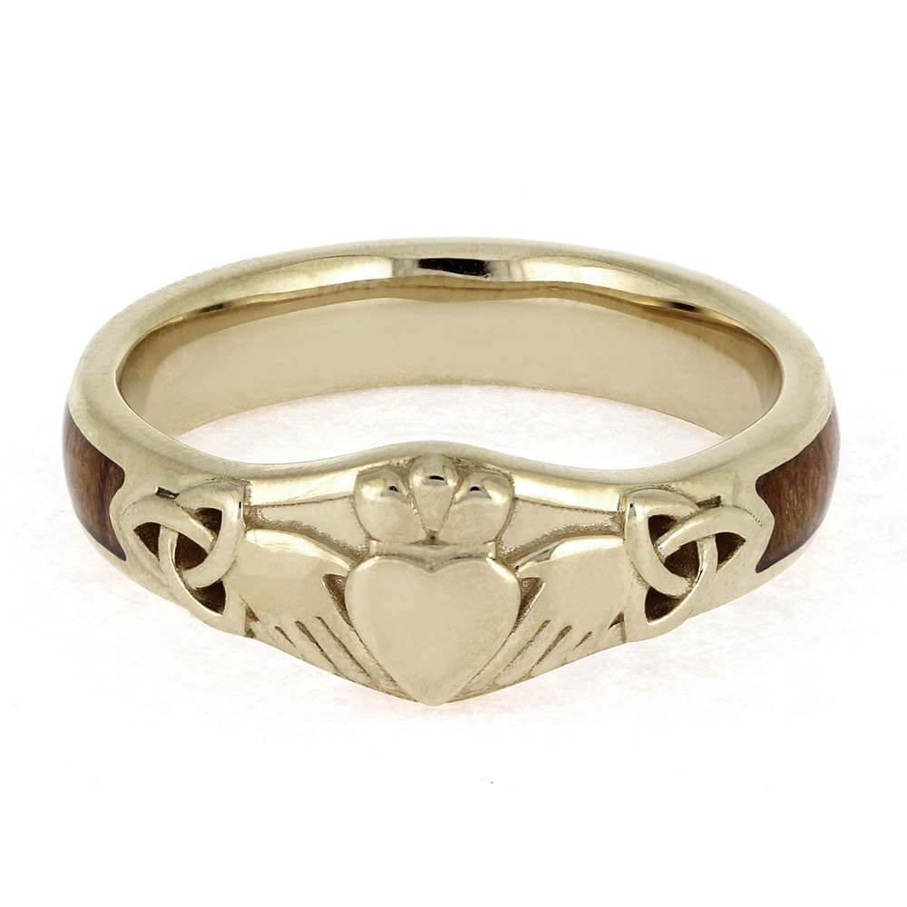 Claddagh Ring with Sequoia Redwood Inlay