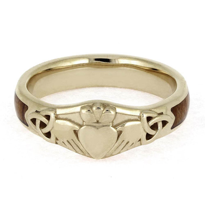 Claddagh Ring with Sequoia Redwood Inlay