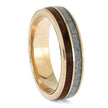 Custom Redwood and White Opal Wedding Band in 14k Rose Gold