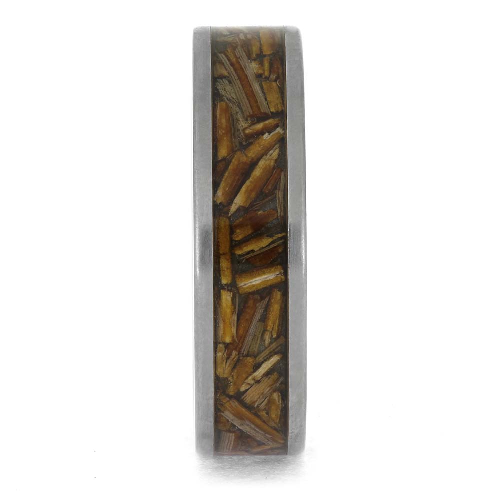 Pine Needles in Titanium Wedding Band