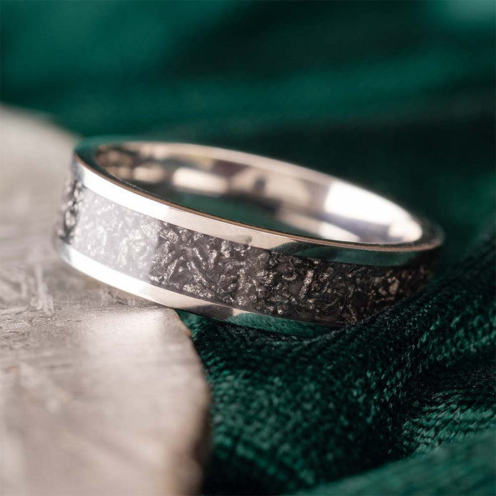 Silver Stardust Wedding Band in Titanium