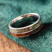 Titanium and Jade Wedding Band with Pinecone Inlay