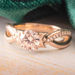Crescent Moon Engagement Ring with Diamond and Moissanite Gemstones

