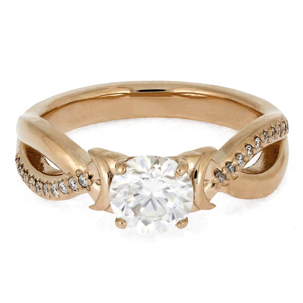 Custom Engagement Ring with Meteorite and Moissanite