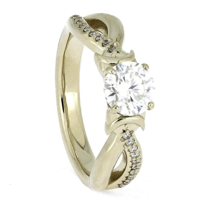 Meteorite Engagement Ring with Moon Motifs