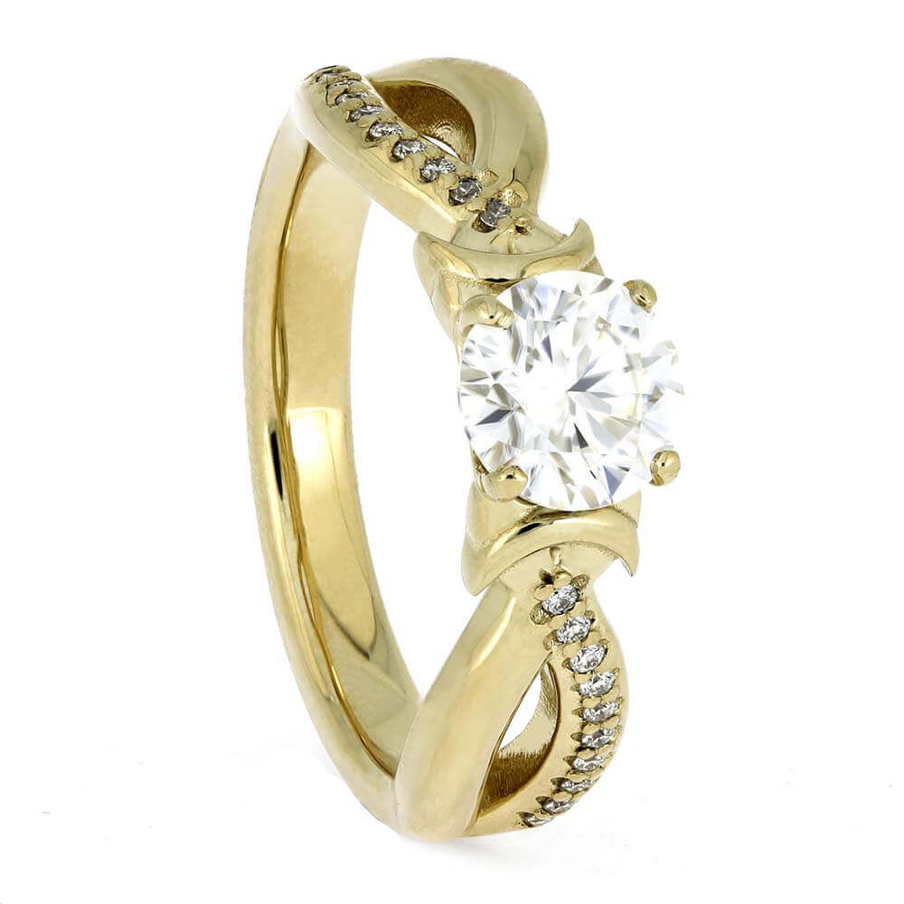 Custom Moon Engagement Ring with Meteorite