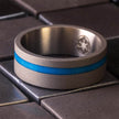 Glowing Blue Wedding Band in Sandblasted Titanium