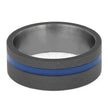 Glowing Blue Wedding Band in Sandblasted Titanium