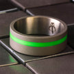 Green Enamel and Titanium Wedding Band
