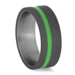 Sandblasted Titanium and Green Enamel Ring