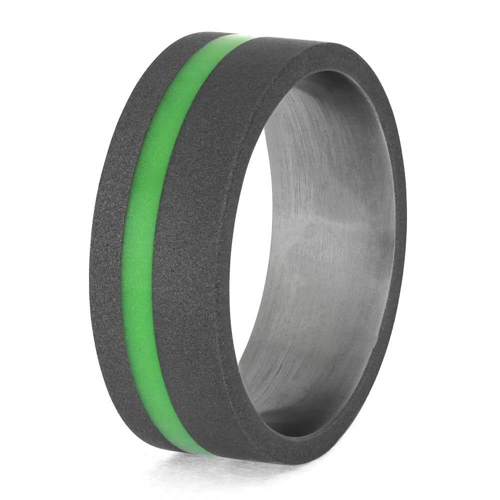Gray ring with a green stripe on a white background
