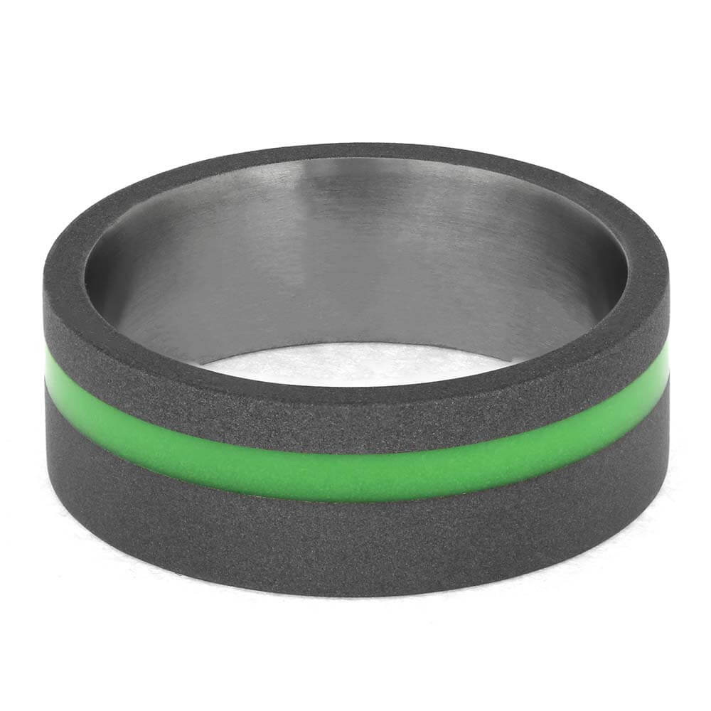 Custom Green Enamel Wedding Band
