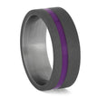 Sandblasted Titanium Ring for Men with Purple Glowing Enamel