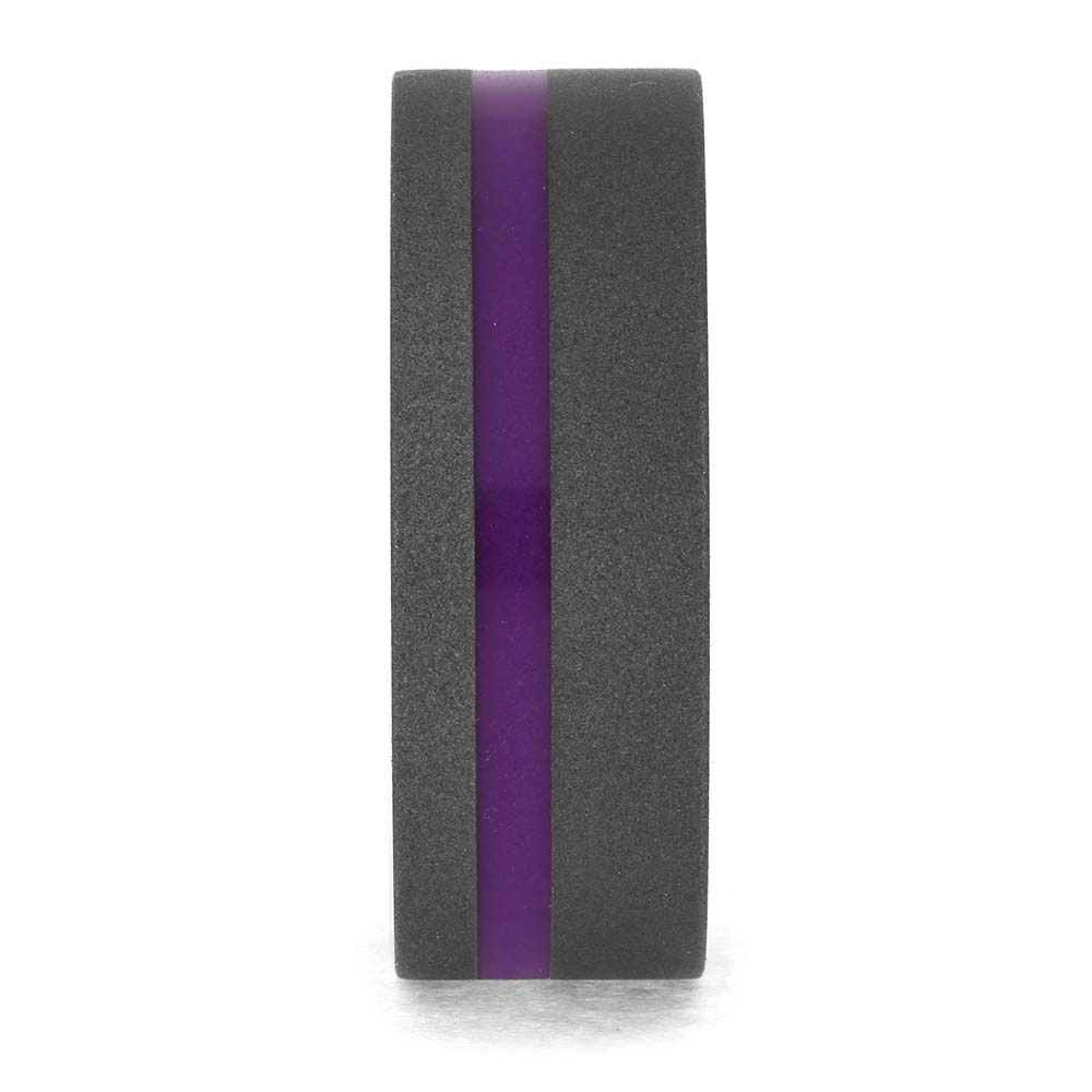 Handmade Titanium Ring with Purple Inlay