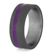 Unique Men's Titanium Ring with Purple Inlay