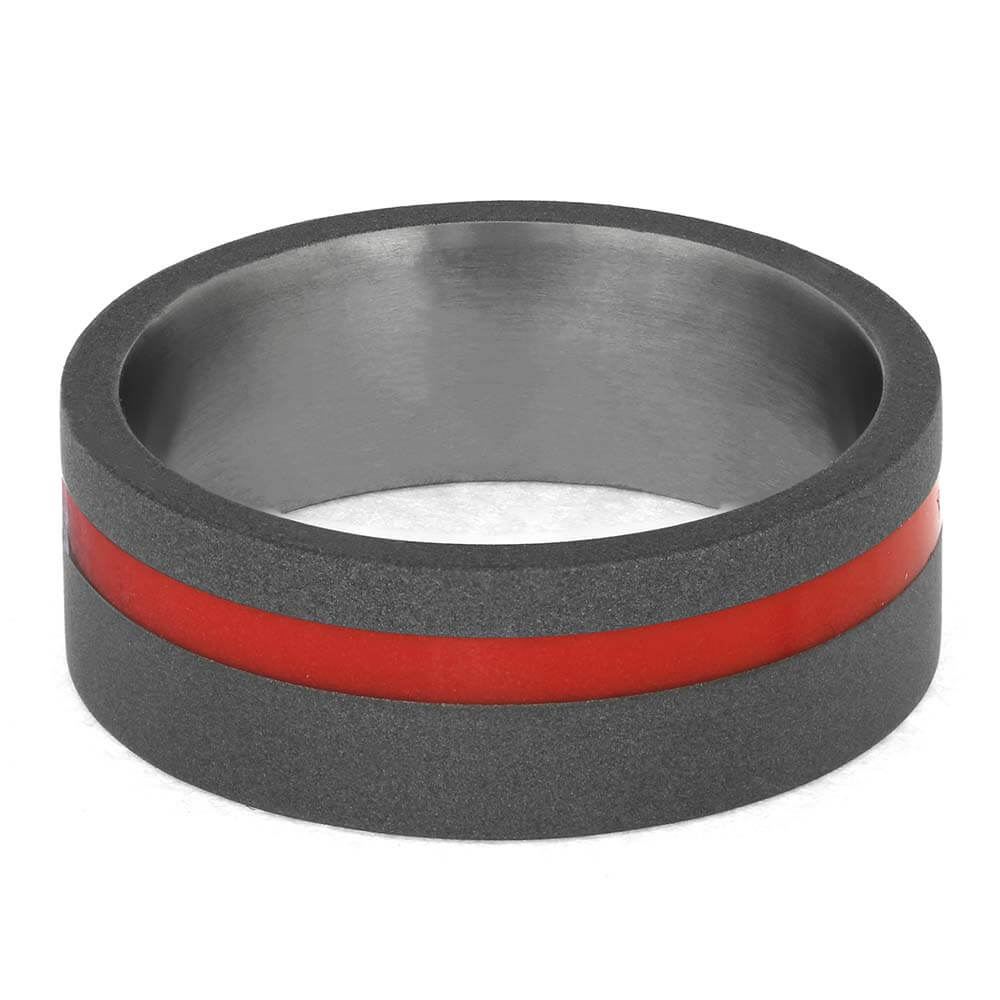 Red Enamel Ring in Titanium
