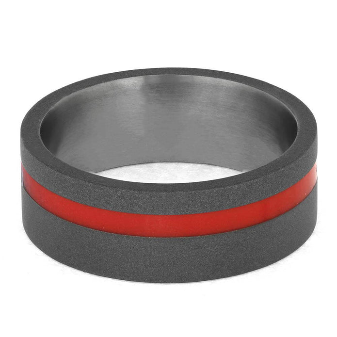 Red Enamel Ring in Titanium