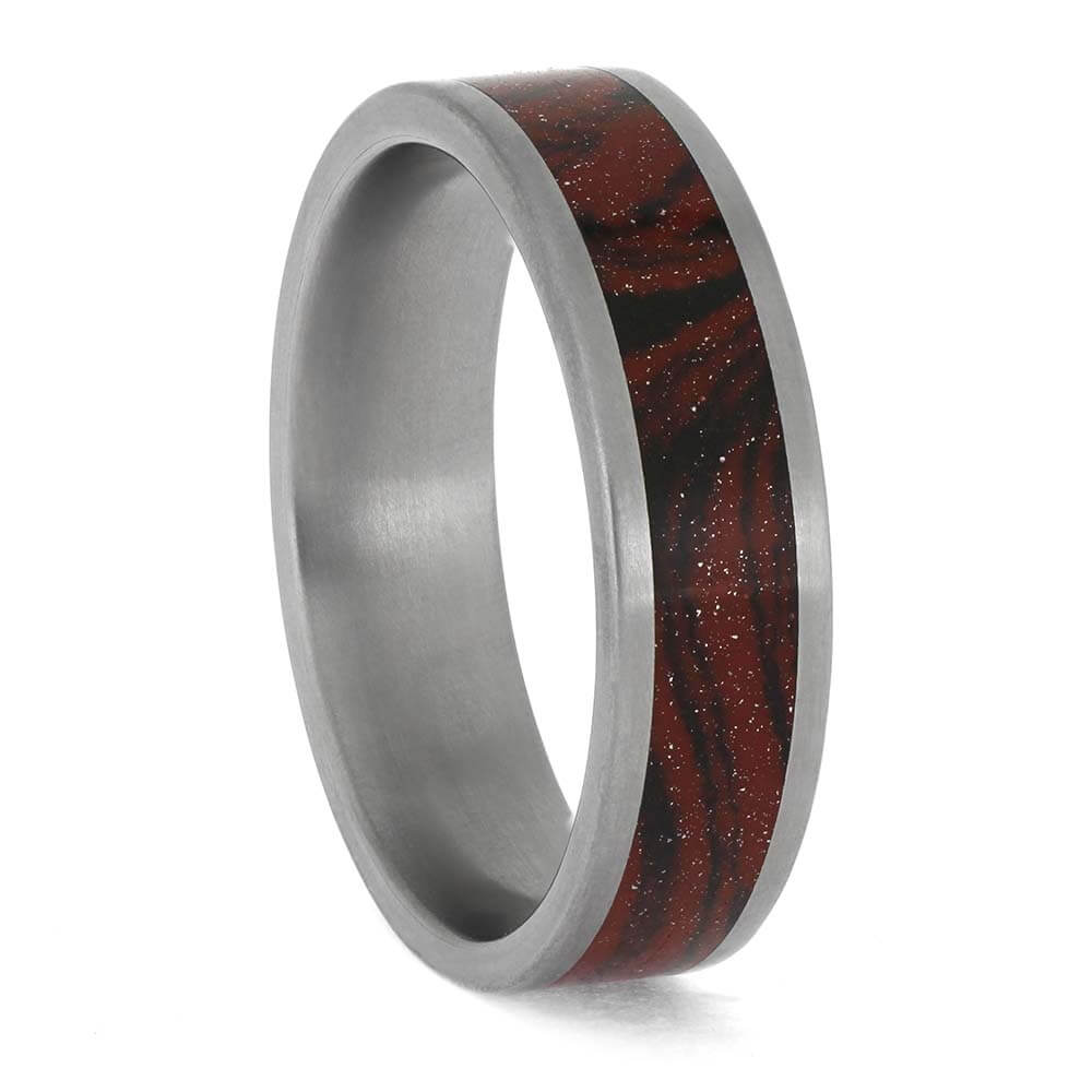 Red and Black Mokume Gane Wedding Band