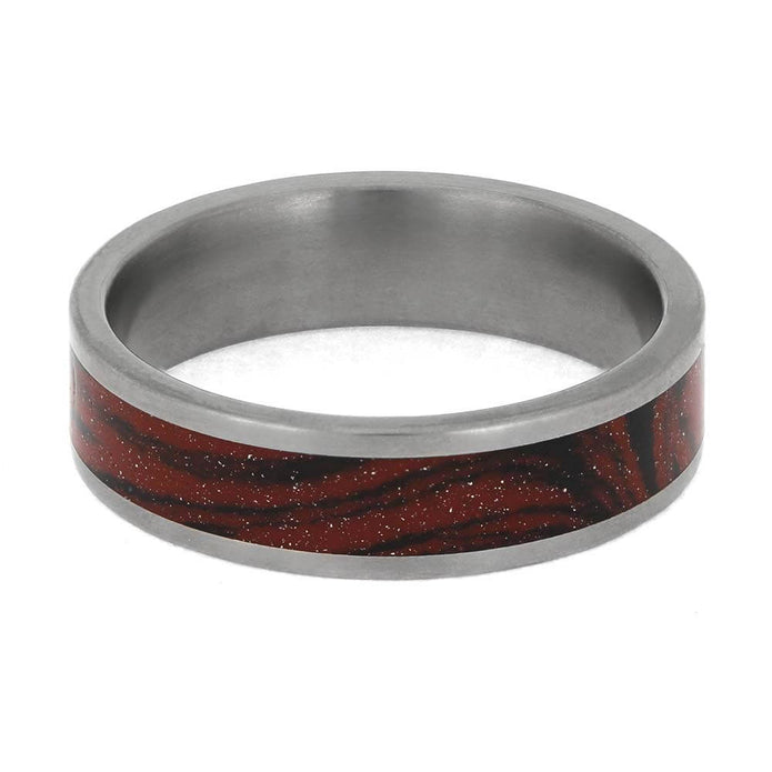 Custom Red and Black Wedding Band in Titanium