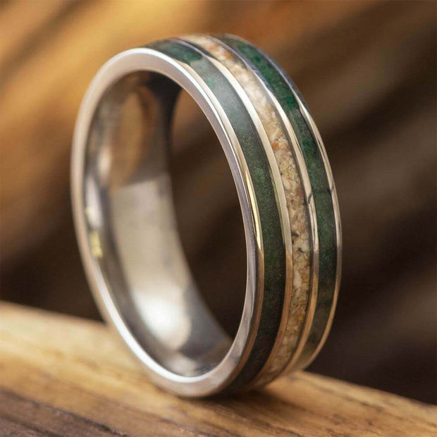 Titanium Memorial Ring with Emerald