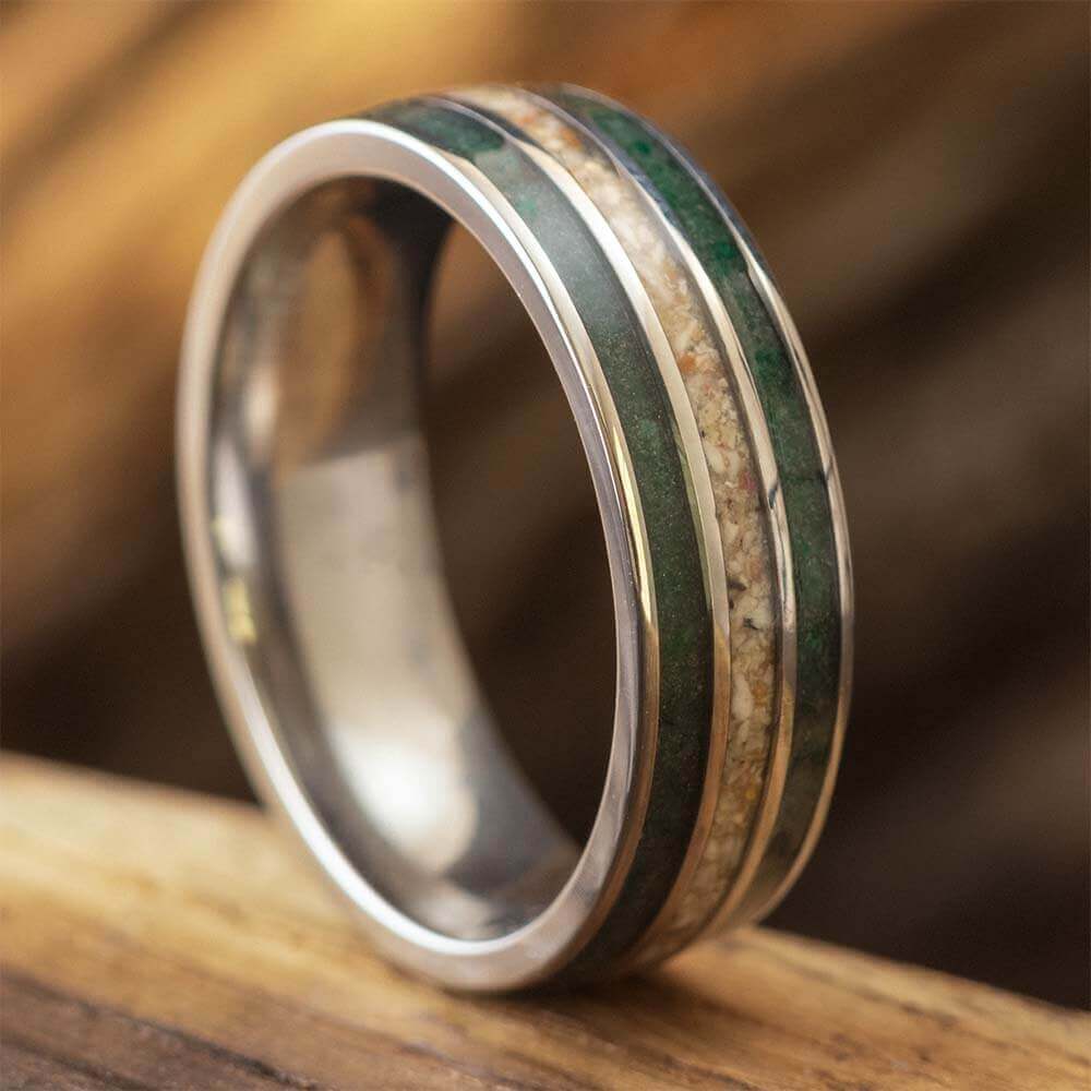 Titanium Memorial Ring with Emerald