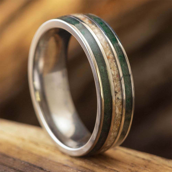 Titanium Memorial Ring with Emerald
