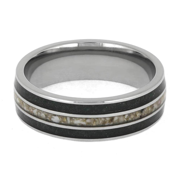 Ash Ring with Emerald Birthstone Inlays