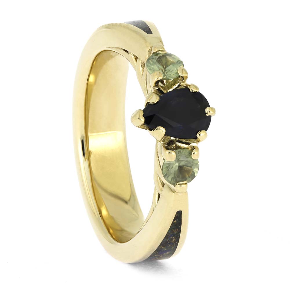 Yellow Gold Three Stone Ring with Sapphires