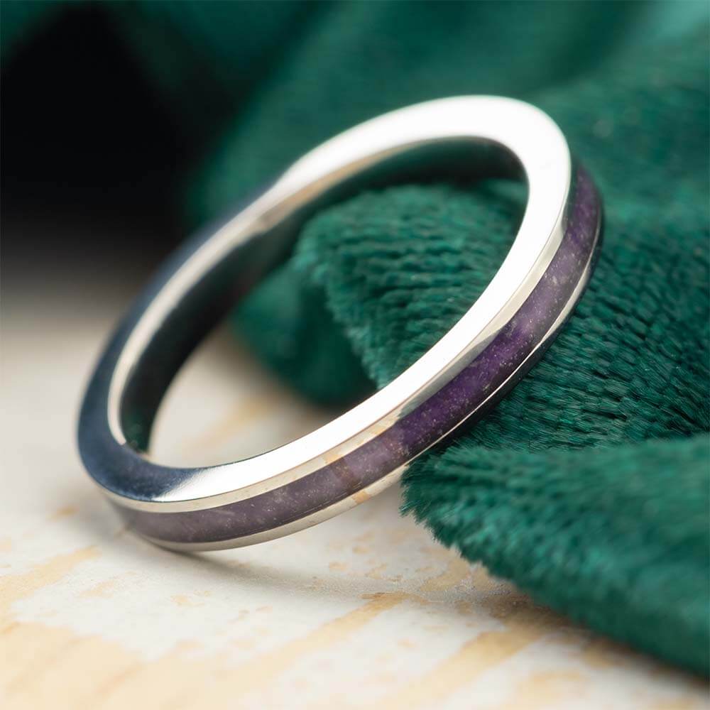 Purple Amethyst Ring with Purple Gemstone Inlay