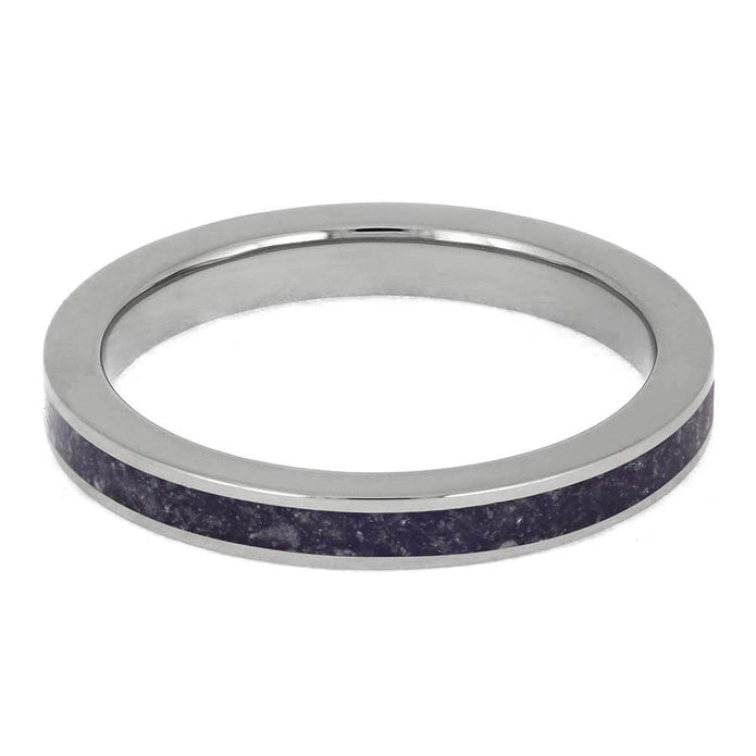 Handmade Amethyst Wedding Band with Crushed February Birthstone