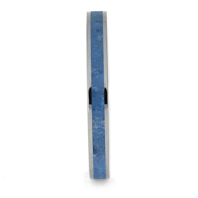 Aquamarine and Titanium Wedding Band for Women