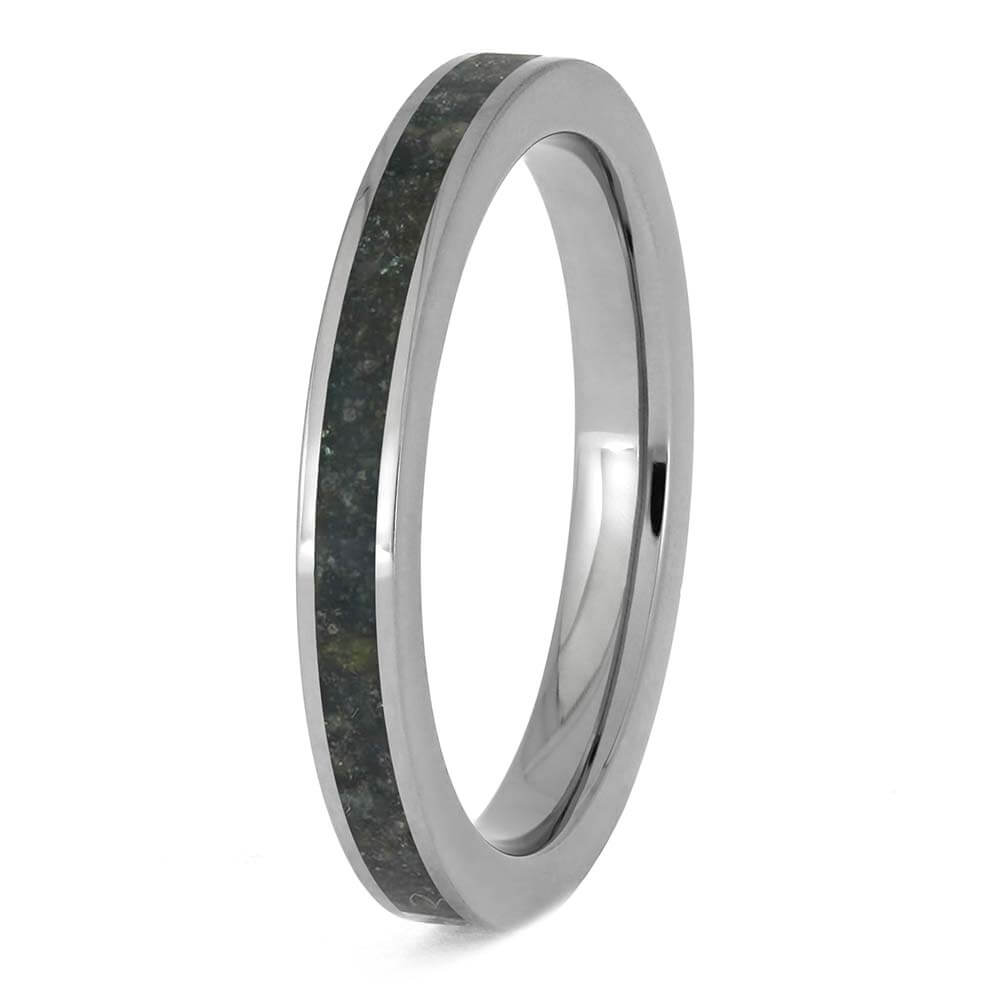 Stackable Emerald Wedding Band in Titanium