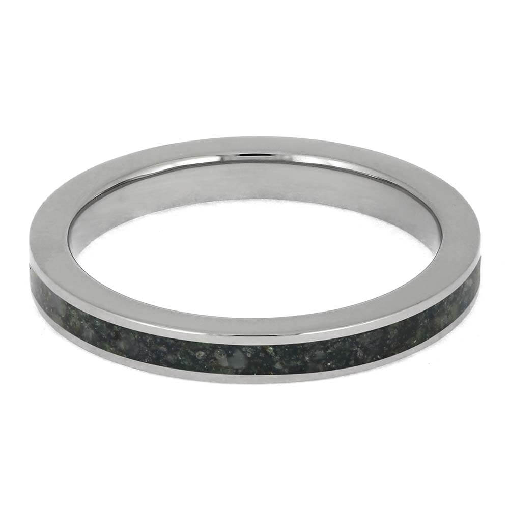 Unique Titanium Wedding Band with Emerald