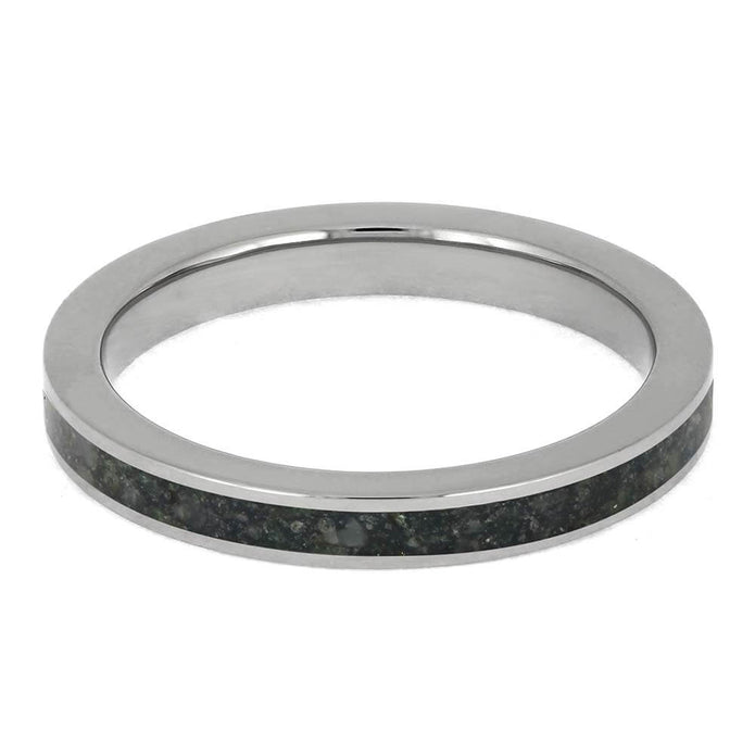 Unique Titanium Wedding Band with Emerald